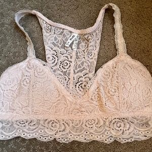 MUDD Lace Light Pink Padded Cross Back Bralette-Size Medium-EUC